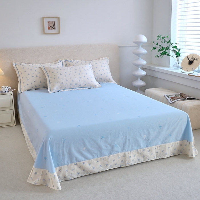 91家纺网 家纺一手货源 找家纺 三沁家居 2025新款全棉纯棉斜纹精梳长绒棉印花四件套 空谷幽兰