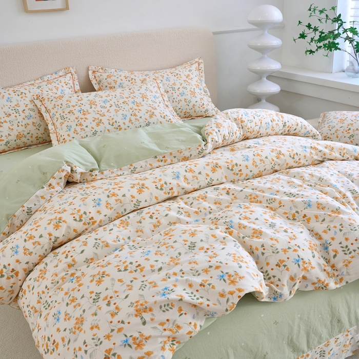 91家纺网 家纺一手货源 找家纺 三沁家居 2025新款全棉纯棉斜纹精梳长绒棉印花四件套 繁花似锦