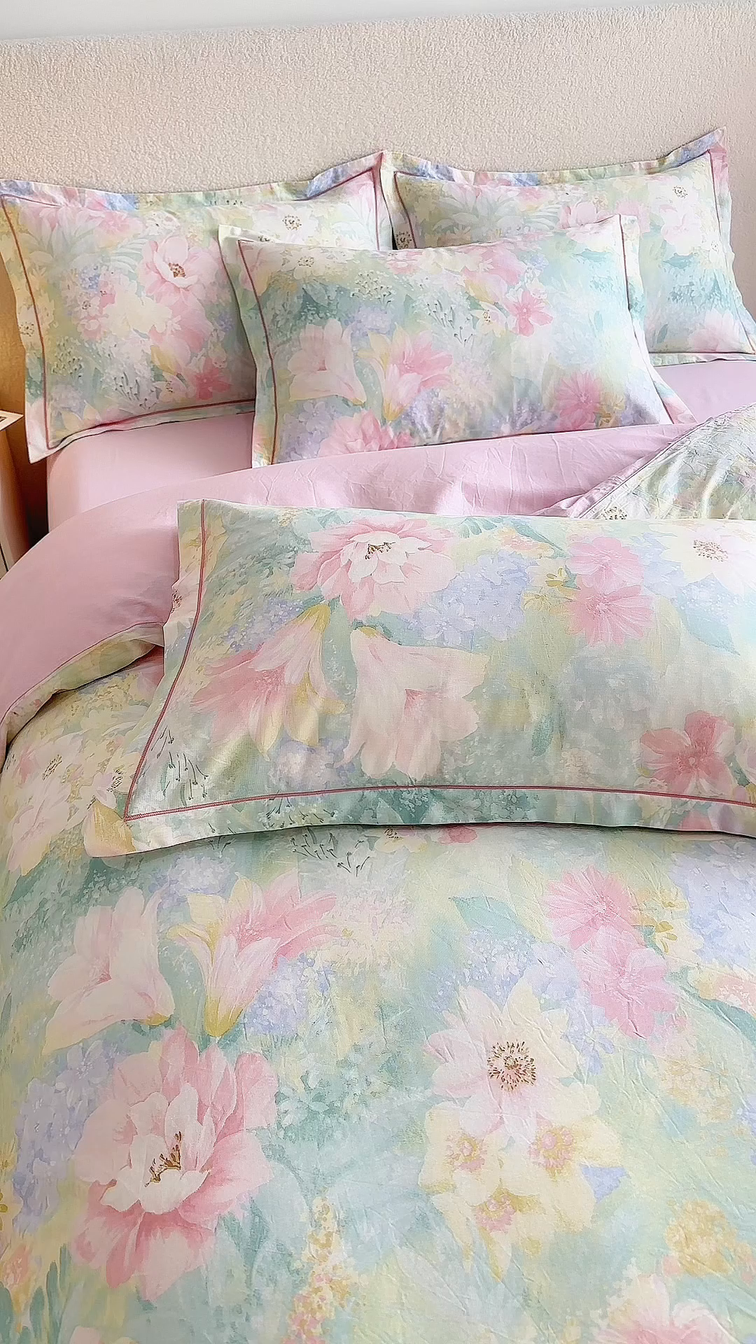 91家纺网 家纺一手货源 找家纺 三沁家居 2025新款全棉纯棉斜纹精梳长绒棉印花四件套 莫奈花园