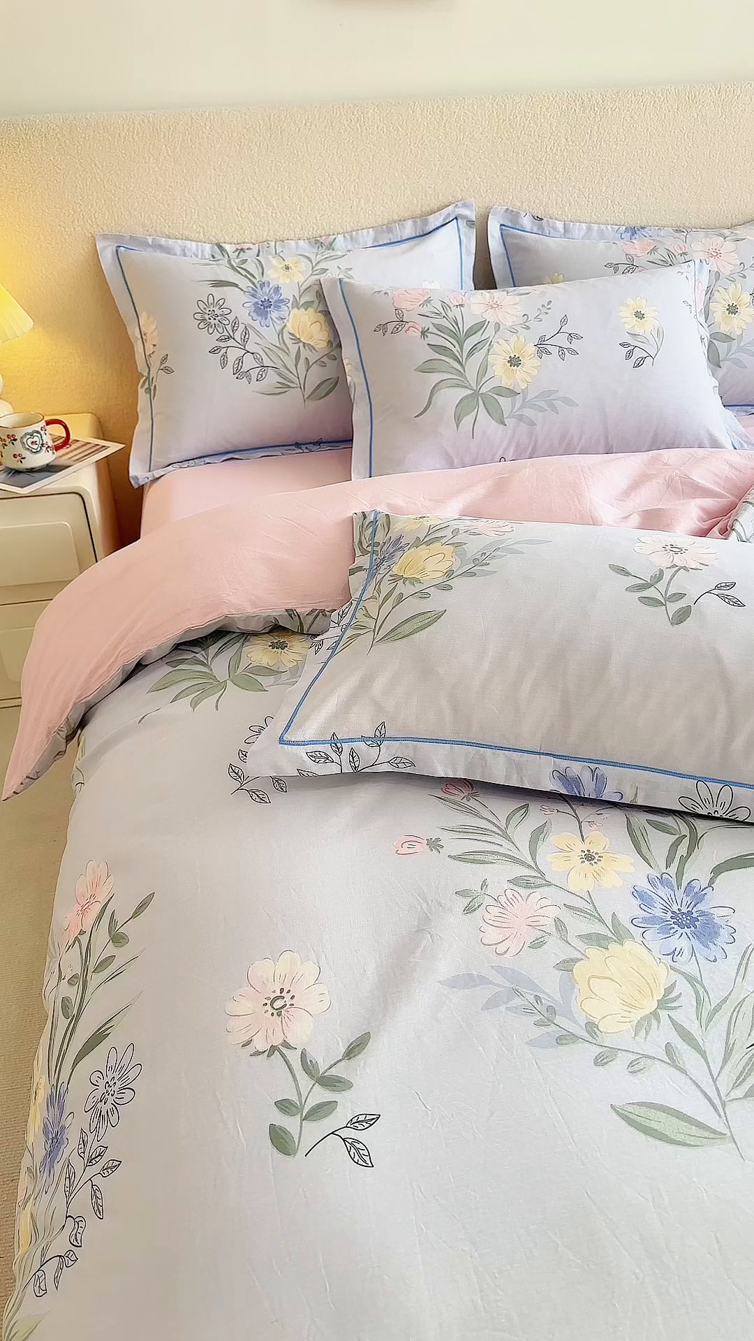 91家纺网 家纺一手货源 找家纺 三沁家居 2025新款全棉纯棉斜纹精梳长绒棉印花四件套 花海