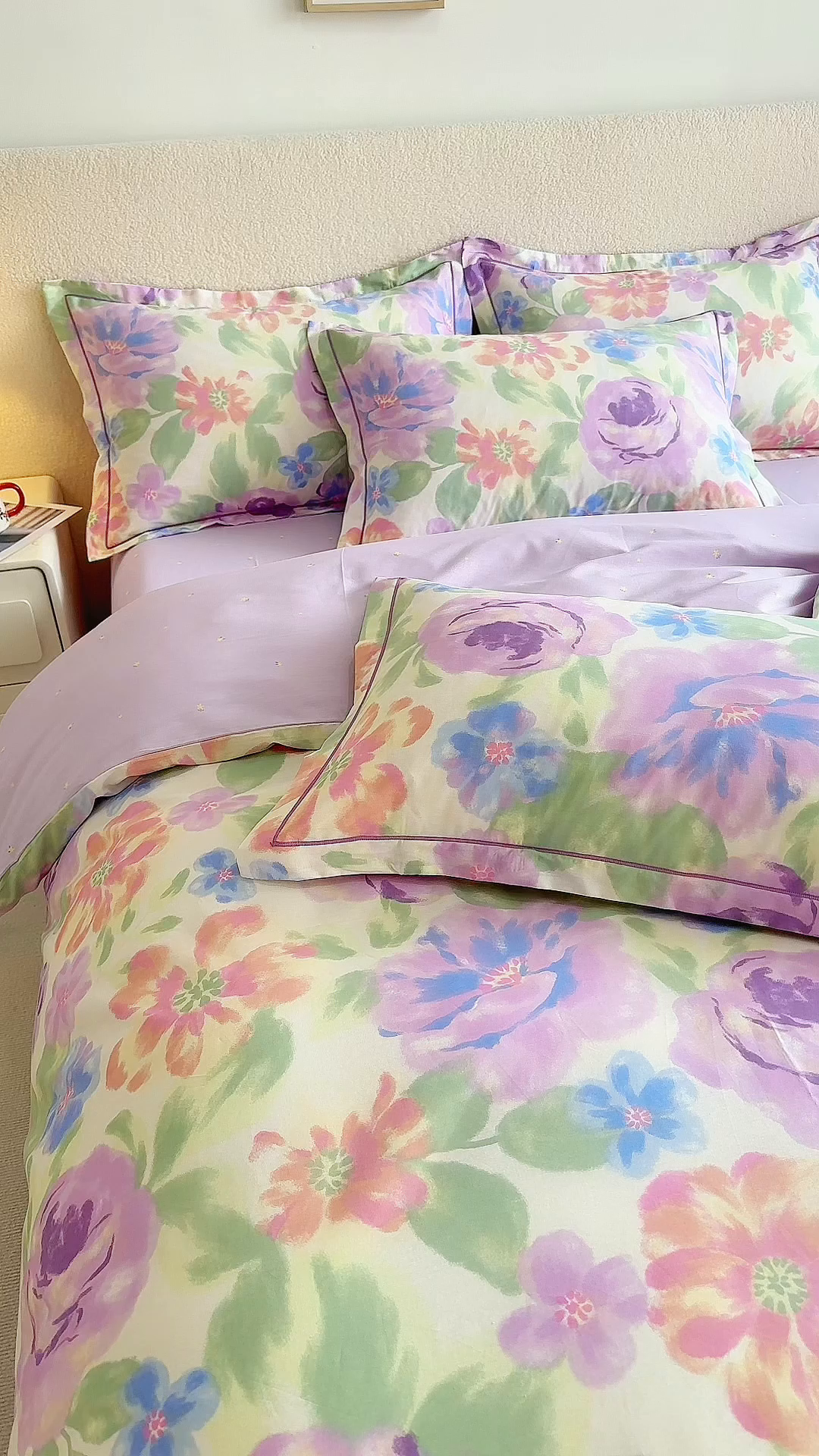 91家纺网 家纺一手货源 找家纺 三沁家居 2025新款全棉纯棉斜纹精梳长绒棉印花四件套 一帘幽梦