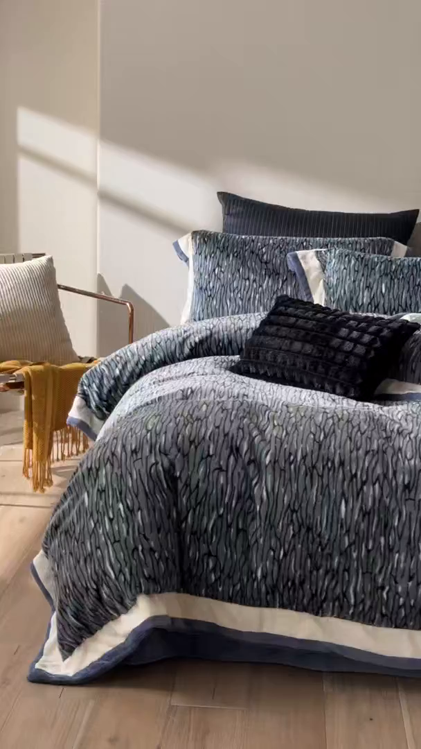 91家纺网 家纺一手货源 找家纺 时亿家居 2025新款金貂绒牛奶绒四件套-秋日丝絮 秋日丝絮-沁蓝