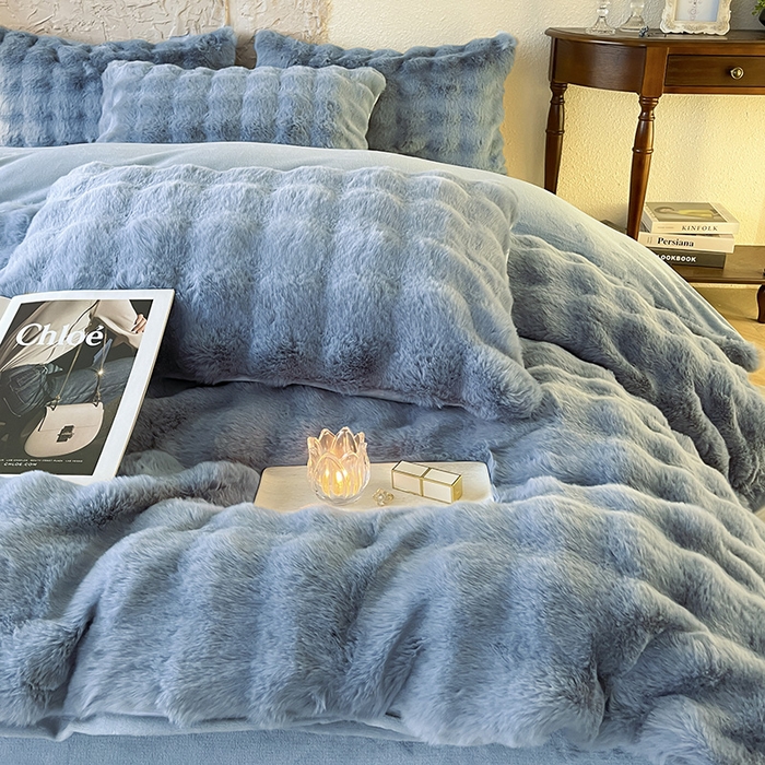 91家纺网 家纺一手货源 找家纺 （总）仔仔熊 2025新款高克重兔毛绒四件套-瑞莎