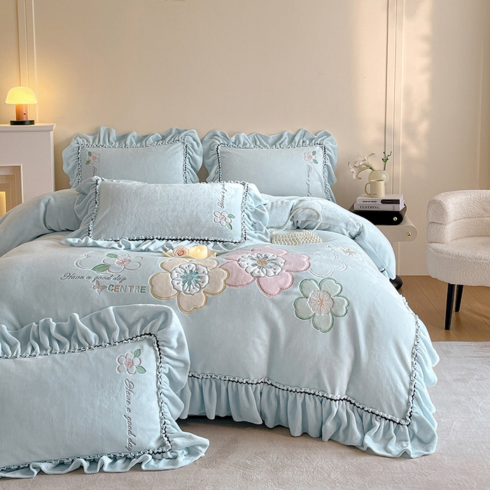 （总）畅畅家纺 2025新款轻奢高档冬季工艺款牛奶绒毛巾绣床单床笠四件套