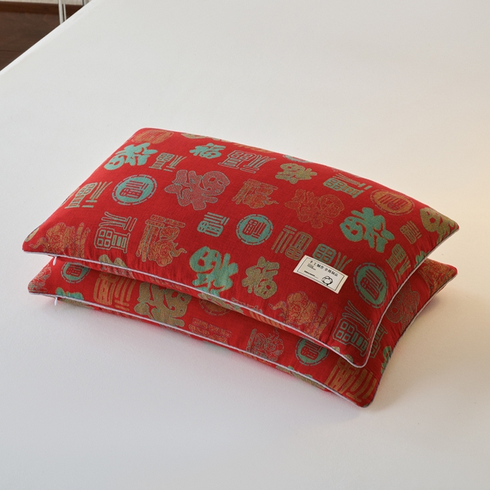 91家纺网 家纺一手货源 找家纺 明星枕业 2025新款纯棉荞麦枕头枕芯全棉双层纱布荞麦皮枕护颈椎单边枕 单边-百福枕 40*60cm/只