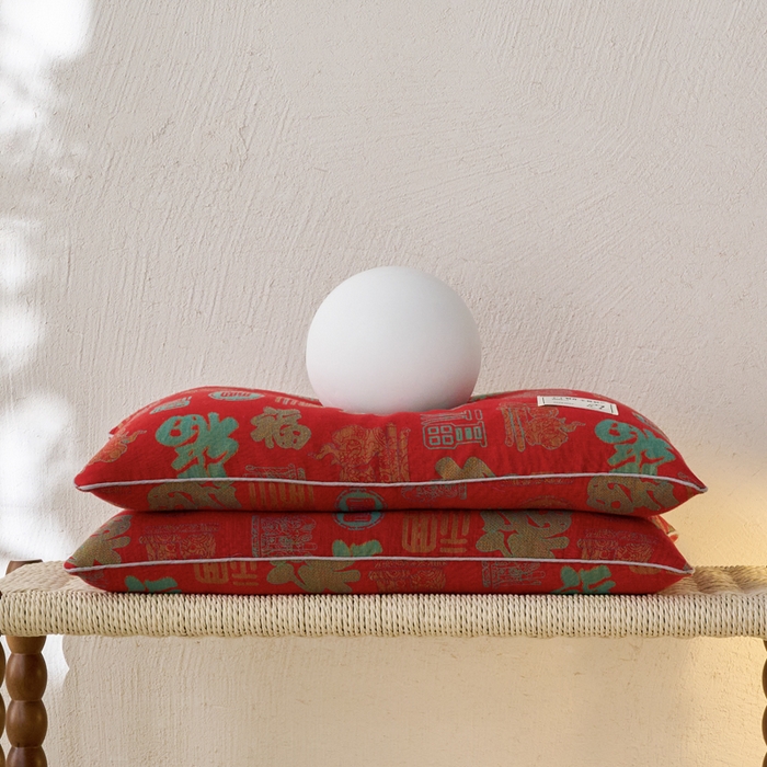 91家纺网 家纺一手货源 找家纺 明星枕业 2025新款纯棉荞麦枕头枕芯全棉双层纱布荞麦皮枕护颈椎单边枕 单边-百福枕 40*60cm/只