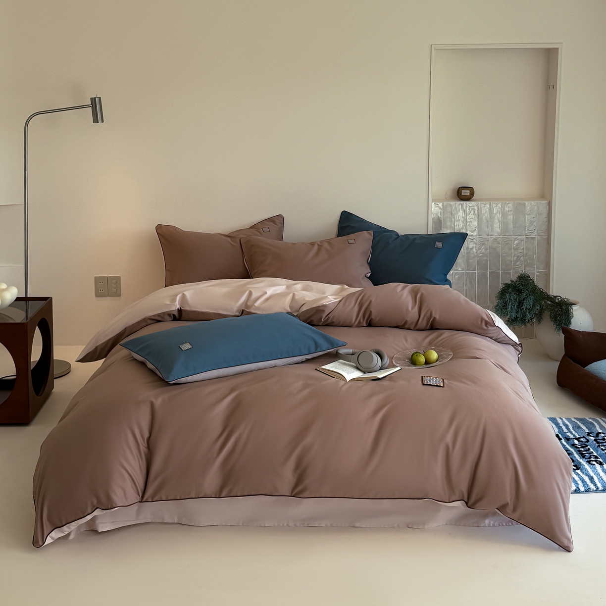 简纯主义 2025新款全棉纯棉磨毛四件套-多巴胺系列 胡桃棕