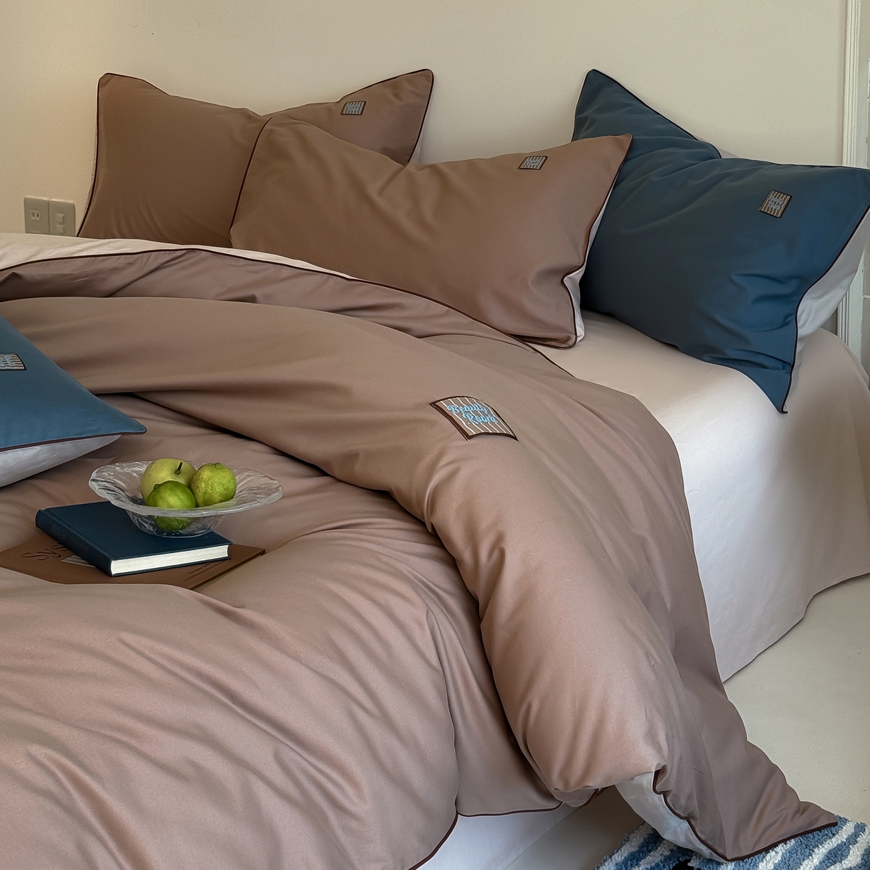 91家纺网 家纺一手货源 找家纺 简纯主义 2025新款全棉纯棉磨毛四件套-多巴胺系列 胡桃棕