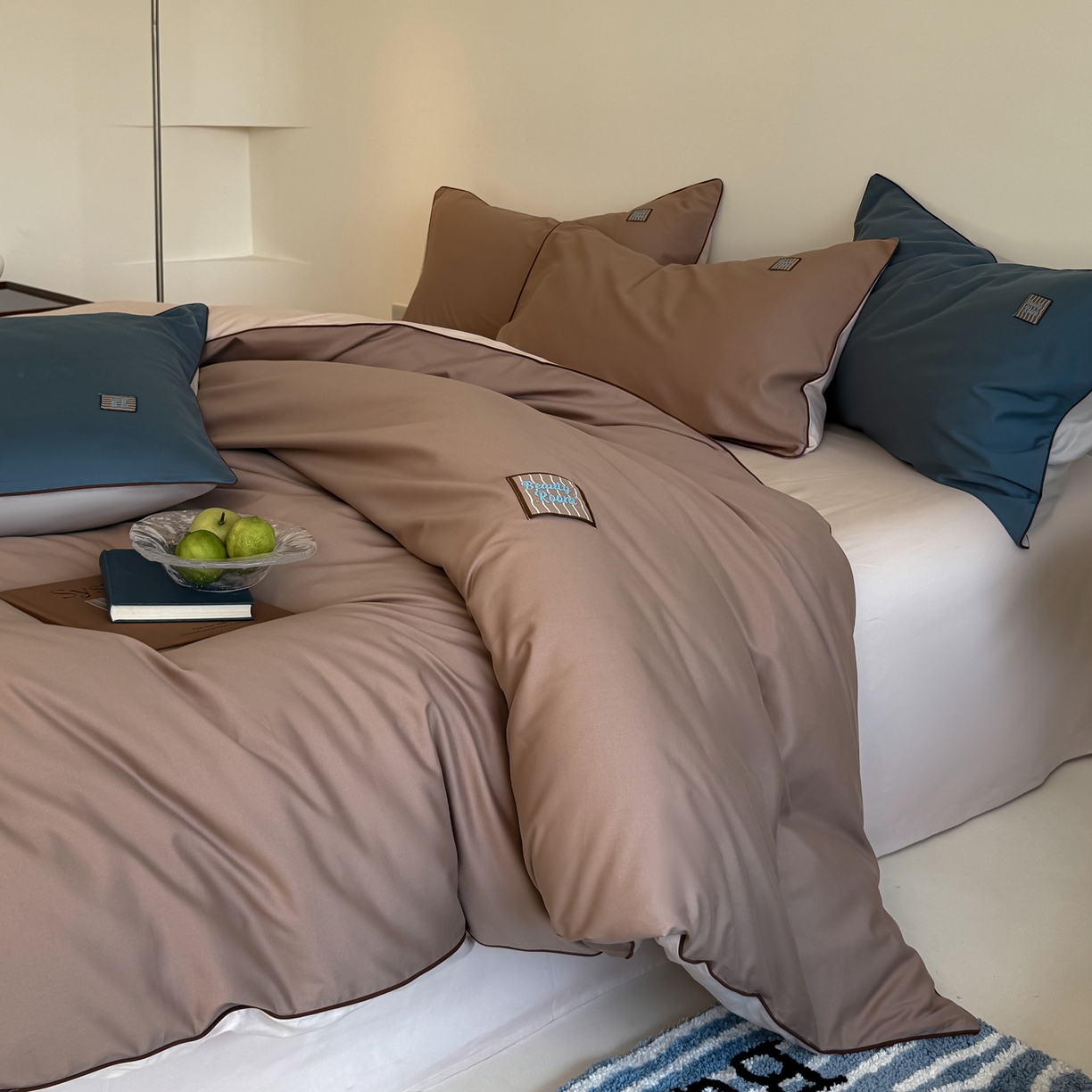 91家纺网 家纺一手货源 找家纺 简纯主义 2025新款全棉纯棉磨毛四件套-多巴胺系列 胡桃棕