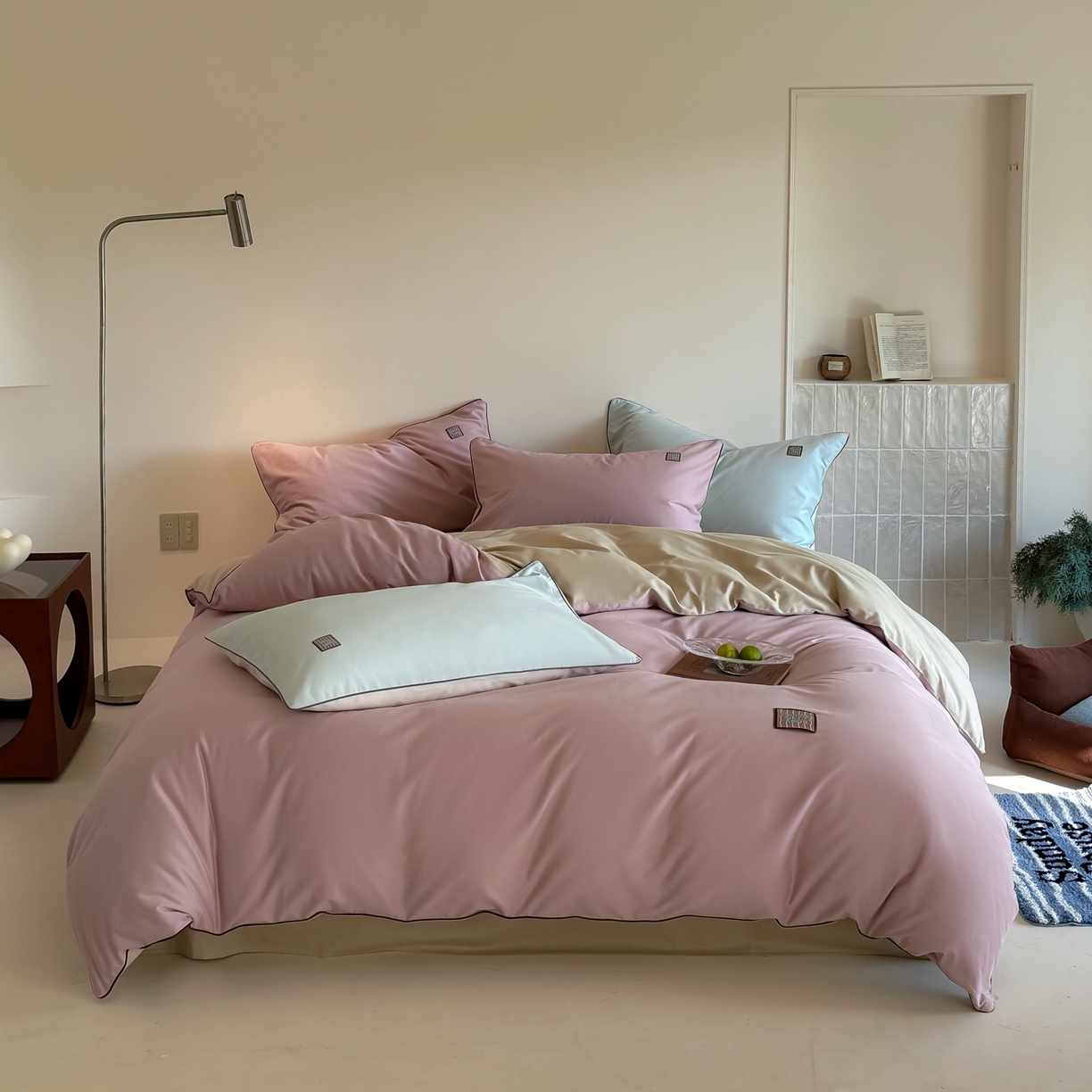 简纯主义 2025新款全棉纯棉磨毛四件套-多巴胺系列 蔷薇粉