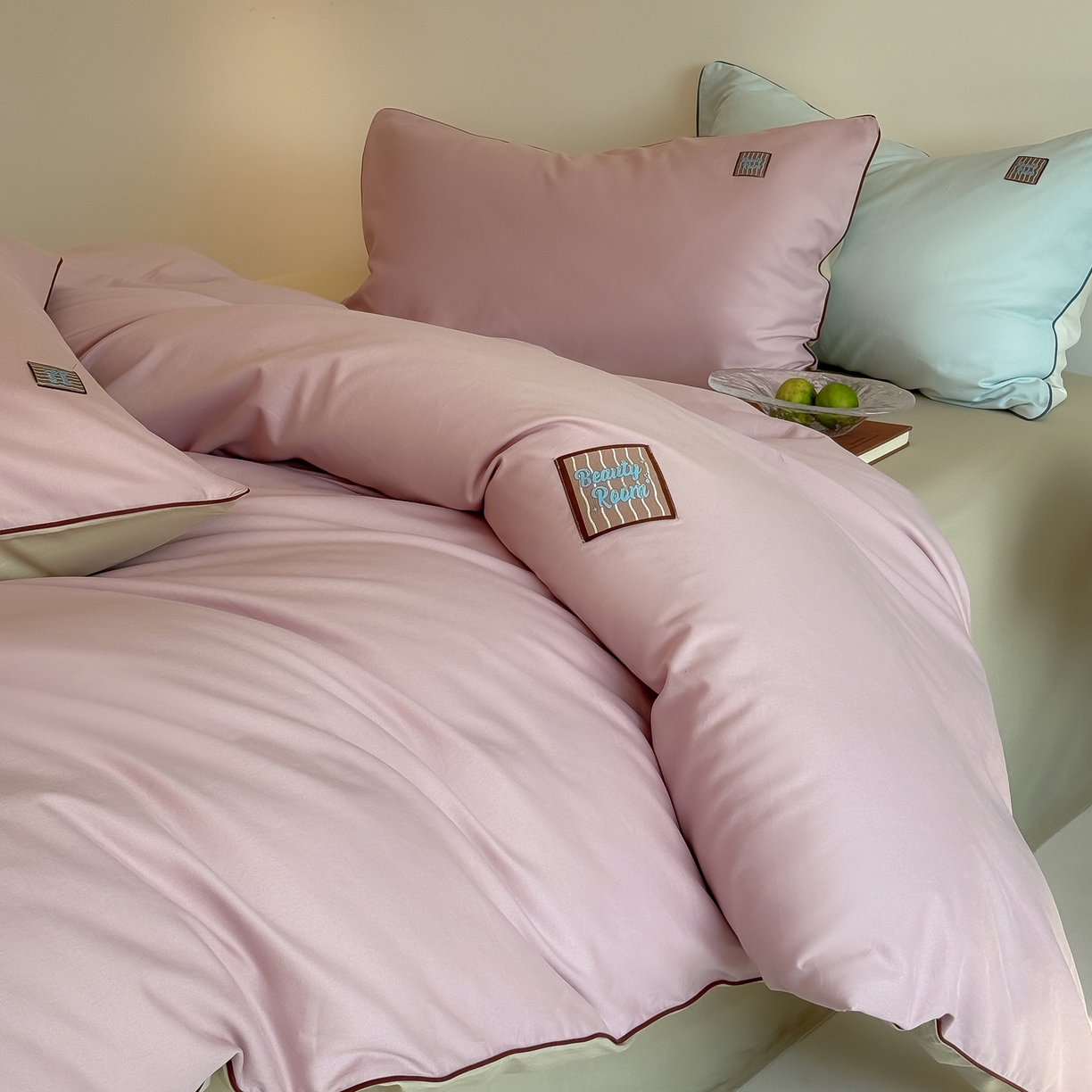 91家纺网 家纺一手货源 找家纺 简纯主义 2025新款全棉纯棉磨毛四件套-多巴胺系列 蔷薇粉