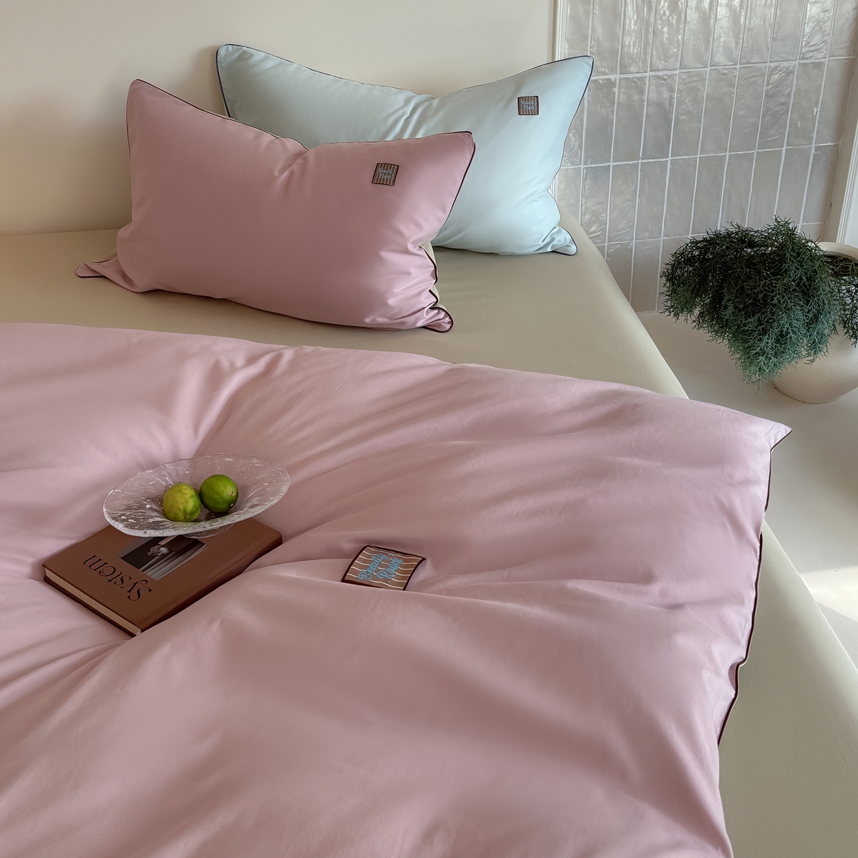 91家纺网 家纺一手货源 找家纺 简纯主义 2025新款全棉纯棉磨毛四件套-多巴胺系列 蔷薇粉