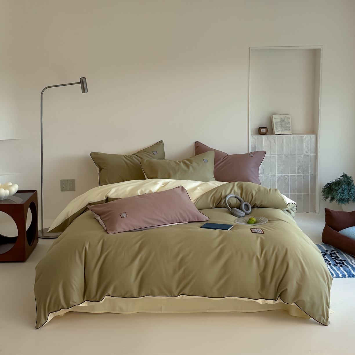 简纯主义 2025新款全棉纯棉磨毛四件套-多巴胺系列 青梅绿