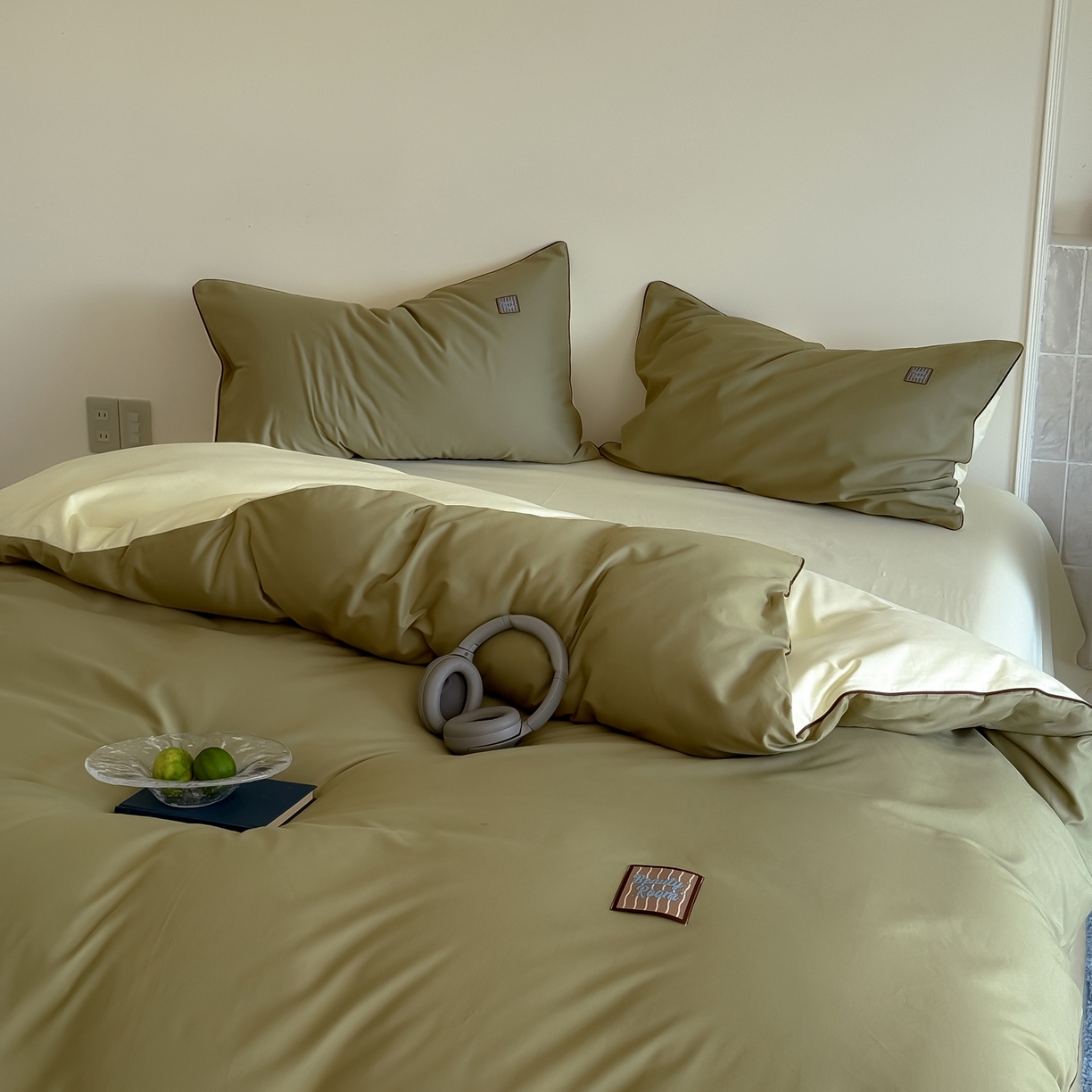 91家纺网 家纺一手货源 找家纺 简纯主义 2025新款全棉纯棉磨毛四件套-多巴胺系列 青梅绿