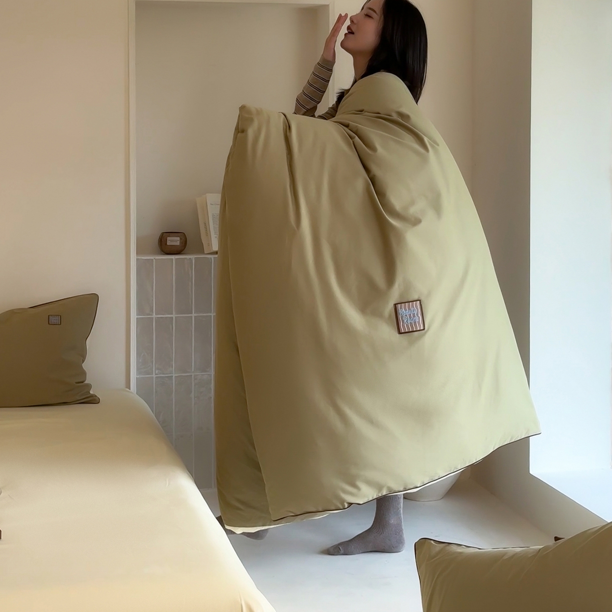 91家纺网 家纺一手货源 找家纺 简纯主义 2025新款全棉纯棉磨毛四件套-多巴胺系列 青梅绿