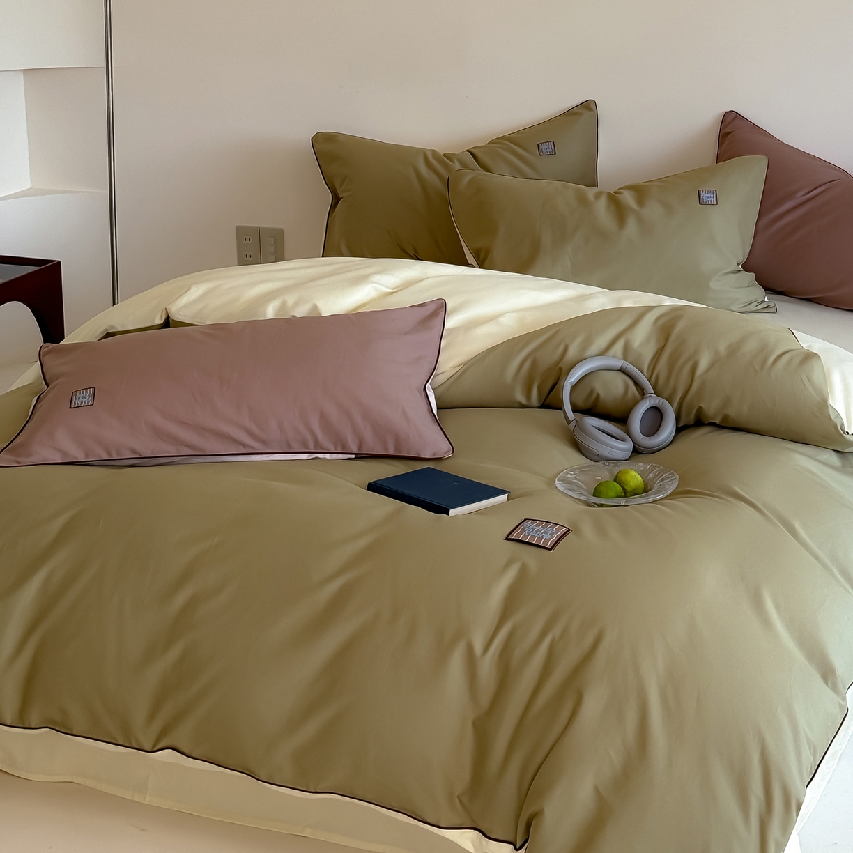 91家纺网 家纺一手货源 找家纺 简纯主义 2025新款全棉纯棉磨毛四件套-多巴胺系列 青梅绿