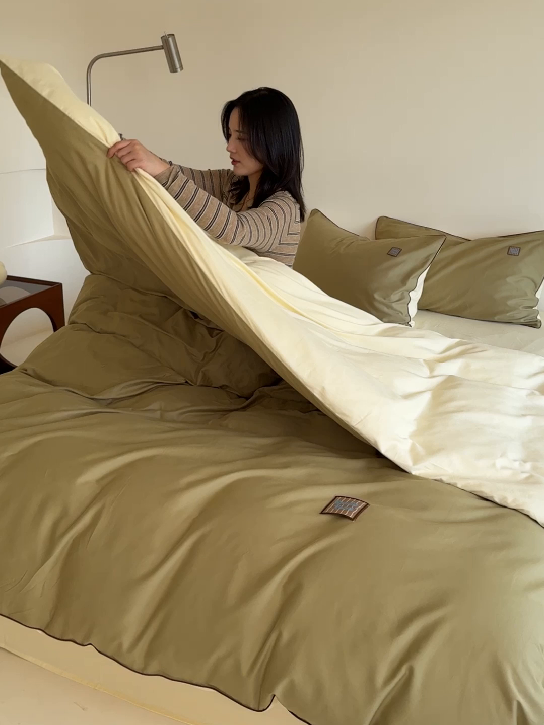 91家纺网 家纺一手货源 找家纺 简纯主义 2025新款全棉纯棉磨毛四件套-多巴胺系列 青梅绿