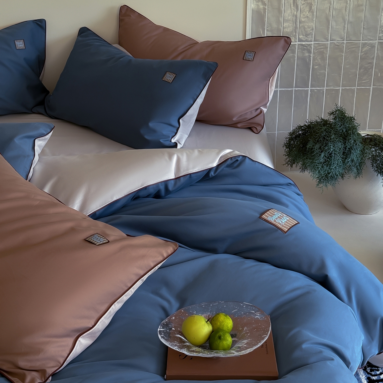 91家纺网 家纺一手货源 找家纺 简纯主义 2025新款全棉纯棉磨毛四件套-多巴胺系列 青石蓝