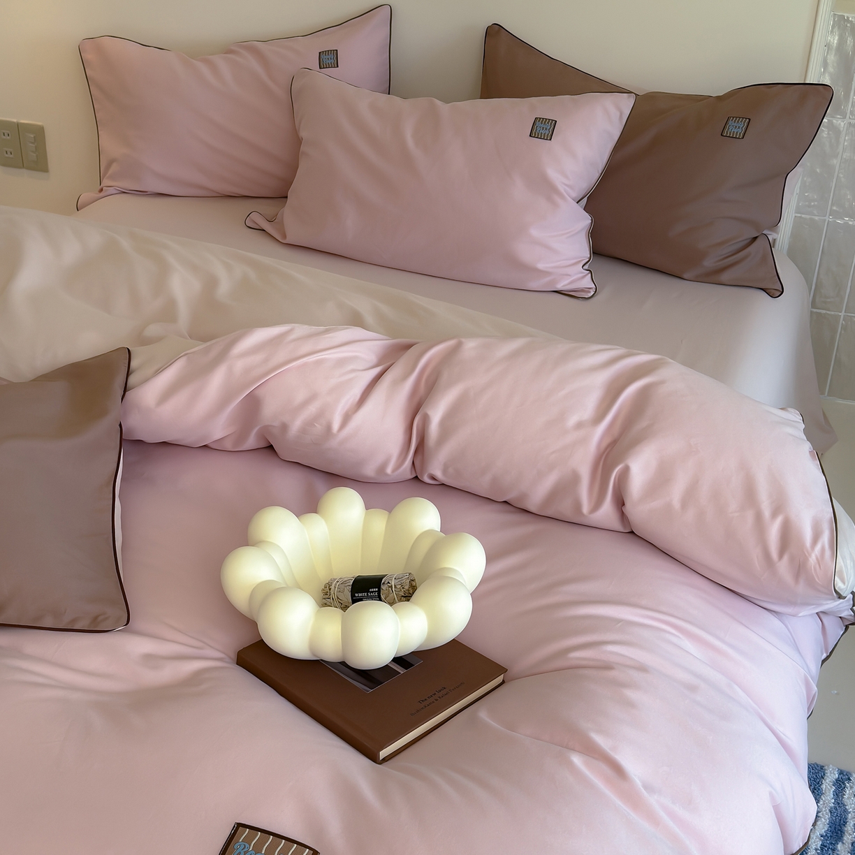 91家纺网 家纺一手货源 找家纺 简纯主义 2025新款全棉纯棉磨毛四件套-多巴胺系列 樱花粉