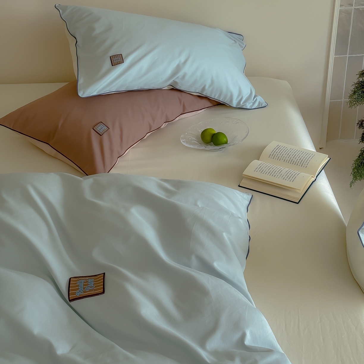 91家纺网 家纺一手货源 找家纺 简纯主义 2025新款全棉纯棉磨毛四件套-多巴胺系列 云山蓝