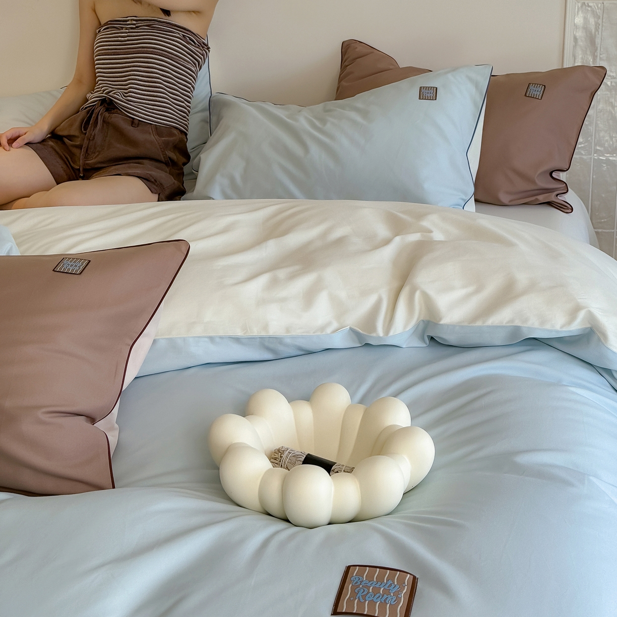 91家纺网 家纺一手货源 找家纺 简纯主义 2025新款全棉纯棉磨毛四件套-多巴胺系列 云山蓝