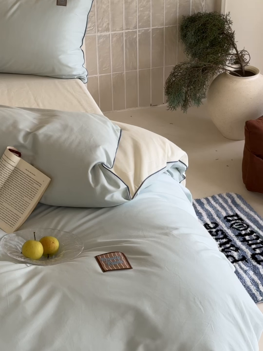 91家纺网 家纺一手货源 找家纺 简纯主义 2025新款全棉纯棉磨毛四件套-多巴胺系列 云山蓝