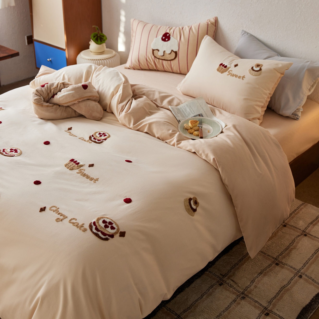 91家纺网 家纺一手货源 找家纺 （总）简纯主义 2025新款全棉纯棉毛巾绣磨毛四件套-方糖日记