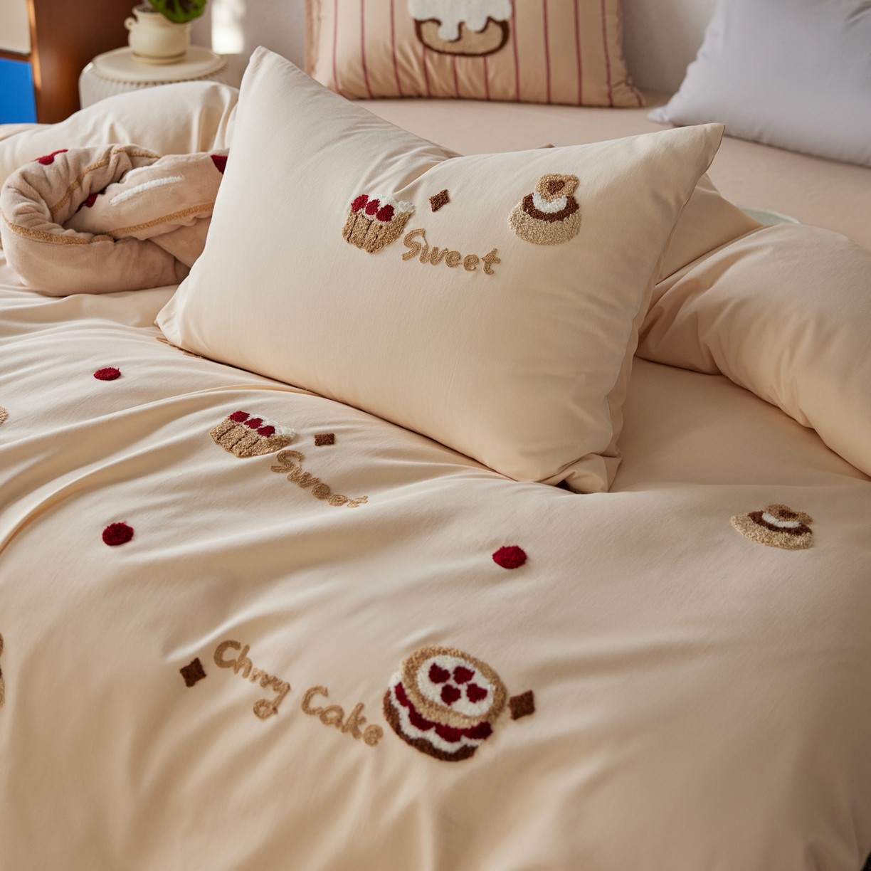 91家纺网 家纺一手货源 找家纺 （总）简纯主义 2025新款全棉纯棉毛巾绣磨毛四件套-方糖日记