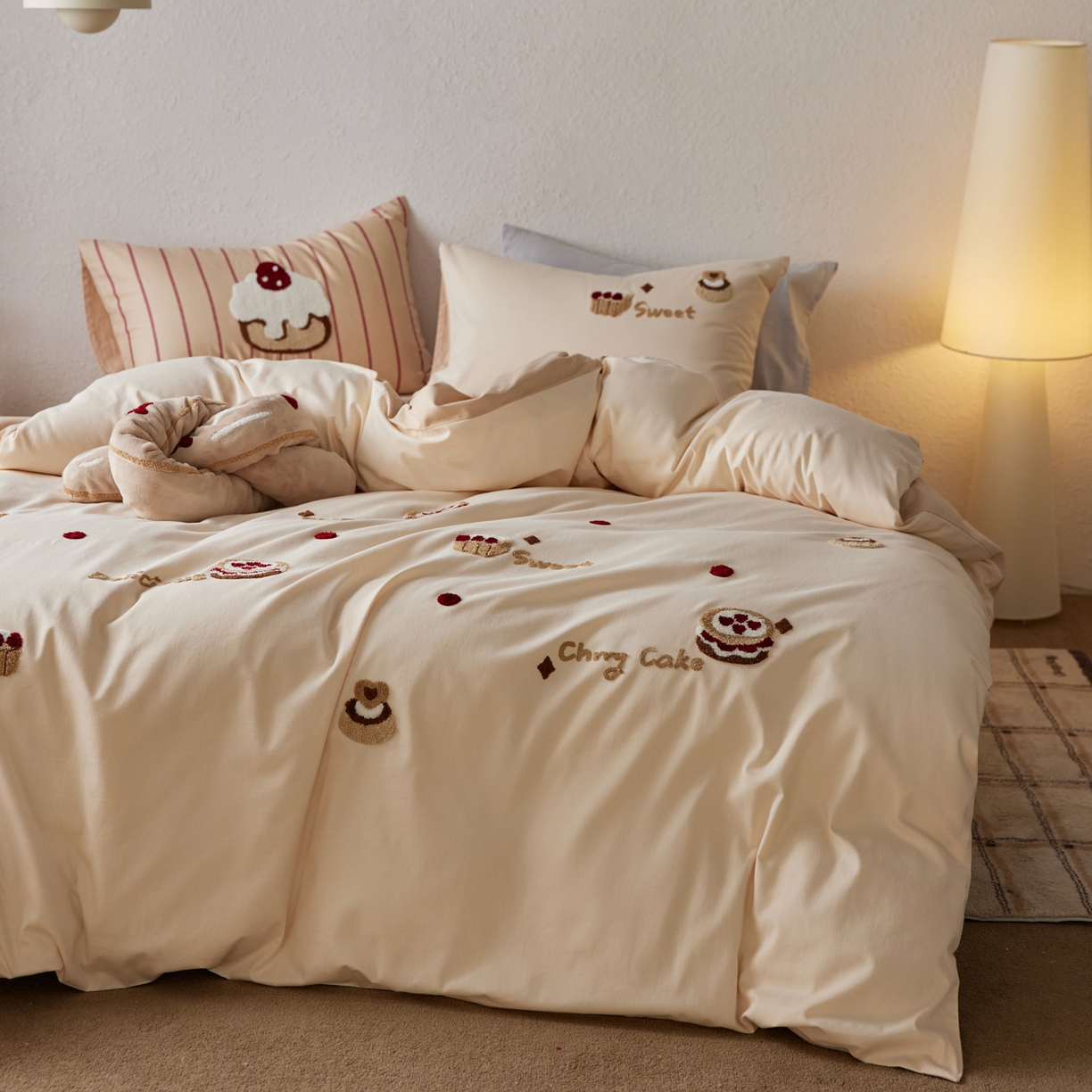 （总）简纯主义 2025新款全棉纯棉毛巾绣磨毛四件套-方糖日记