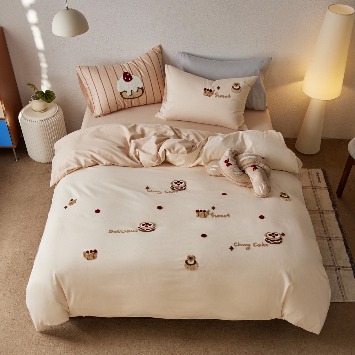 91家纺网 家纺一手货源 找家纺 （总）简纯主义 2025新款全棉纯棉毛巾绣磨毛四件套-方糖日记