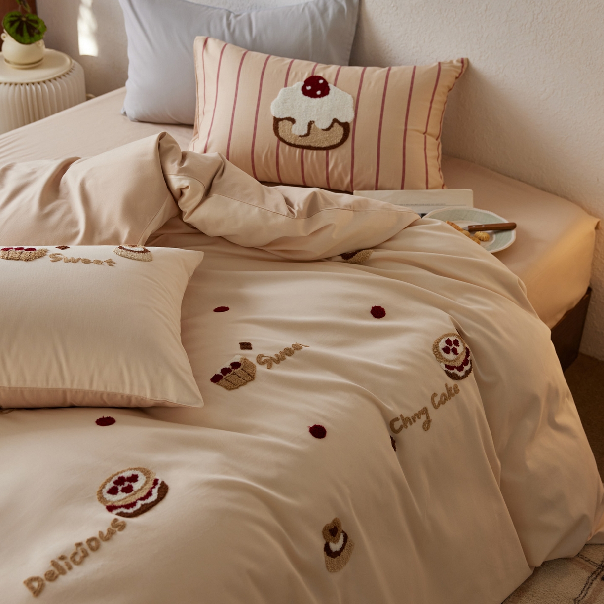 91家纺网 家纺一手货源 找家纺 （总）简纯主义 2025新款全棉纯棉毛巾绣磨毛四件套-方糖日记