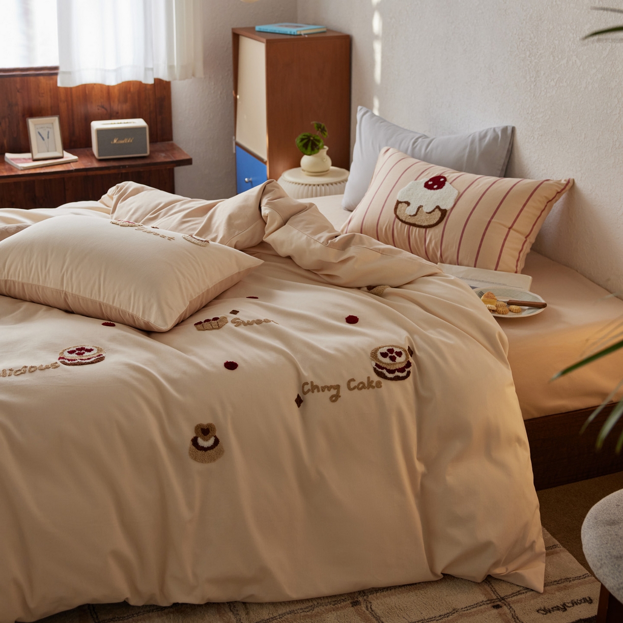 91家纺网 家纺一手货源 找家纺 （总）简纯主义 2025新款全棉纯棉毛巾绣磨毛四件套-方糖日记