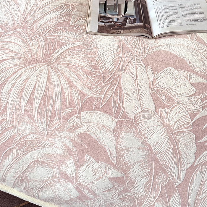 91家纺网 家纺一手货源 找家纺 许林家纺 2025新款兔毛宽包边立体雕花牛奶绒四件套 爱意雾语 粉