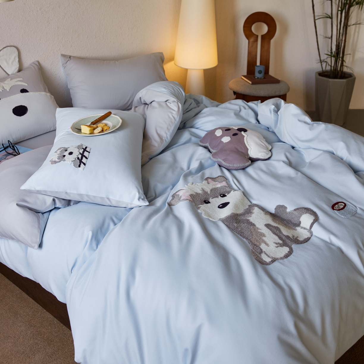 91家纺网 家纺一手货源 找家纺 （总）简纯主义 2025新款全棉纯棉毛巾绣磨毛四件套-托马斯