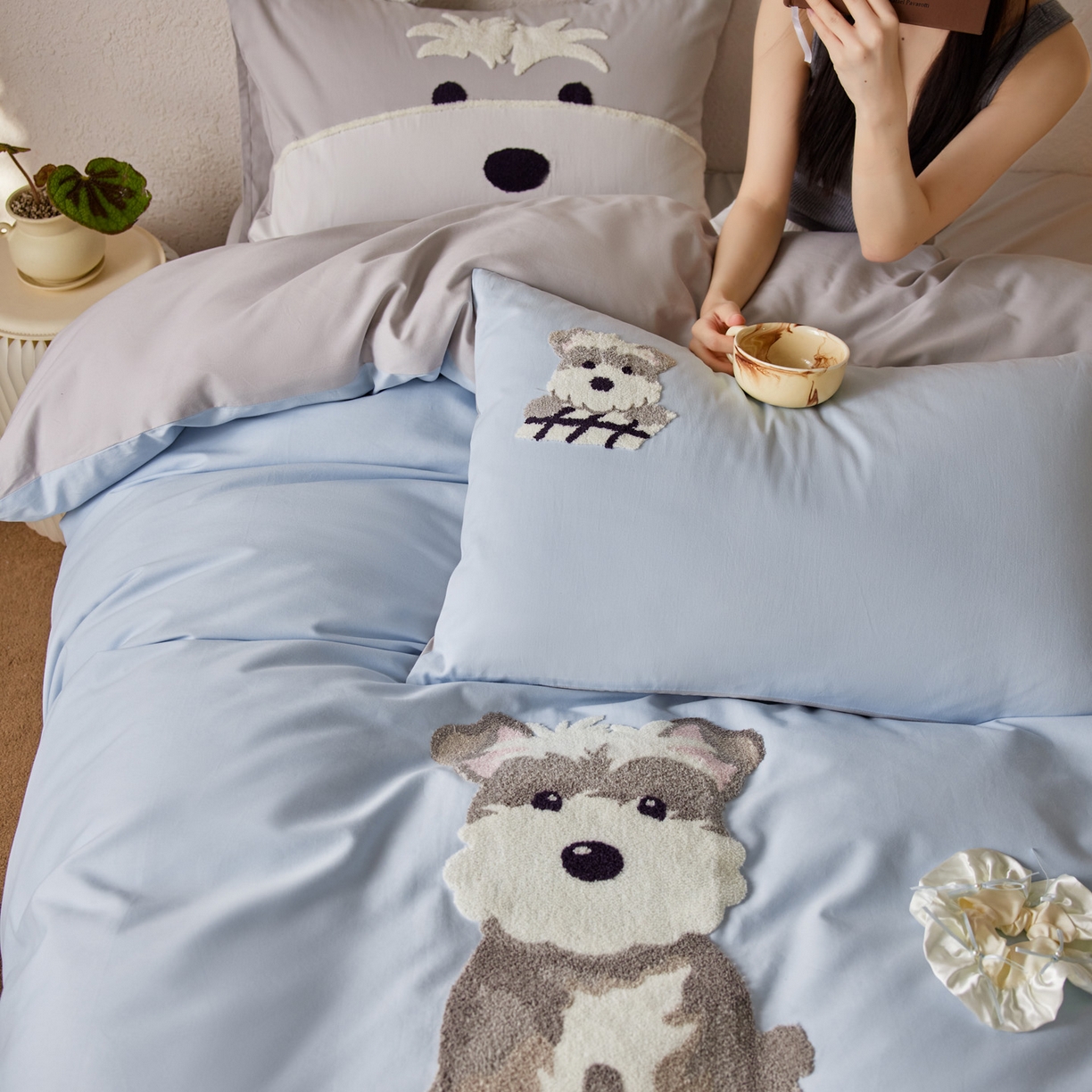 91家纺网 家纺一手货源 找家纺 （总）简纯主义 2025新款全棉纯棉毛巾绣磨毛四件套-托马斯