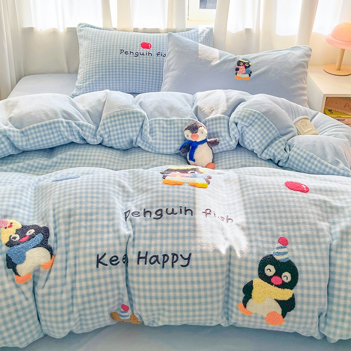 91家纺网 家纺一手货源 找家纺 （总）如一 2025新款卡通毛巾绣系列牛奶绒四件套第二批