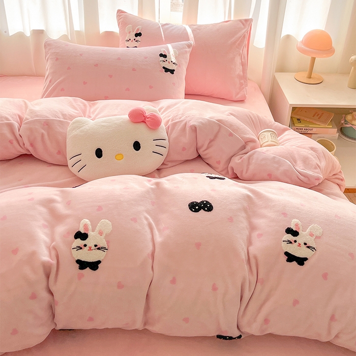 91家纺网 家纺一手货源 找家纺 （总）如一 2025新款卡通毛巾绣系列牛奶绒四件套第二批