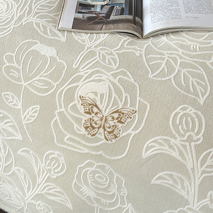 91家纺网 家纺一手货源 找家纺 许林家纺 2025新款兔毛宽包边立体雕花牛奶绒四件套 云朵