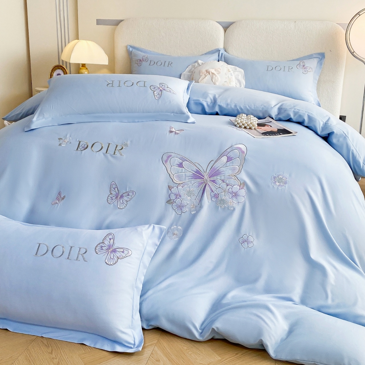 91家纺网 家纺一手货源 找家纺 （总）大麦乐田 2025新款糯小棉吊边四件套-蝶梦花语（不带立体花）