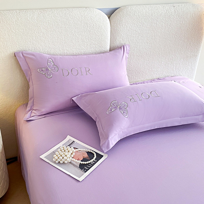 91家纺网 家纺一手货源 找家纺 大麦乐田 2025新款糯小棉立体绣花吊边四件套-蝶梦花语 蝶梦花语 浅紫