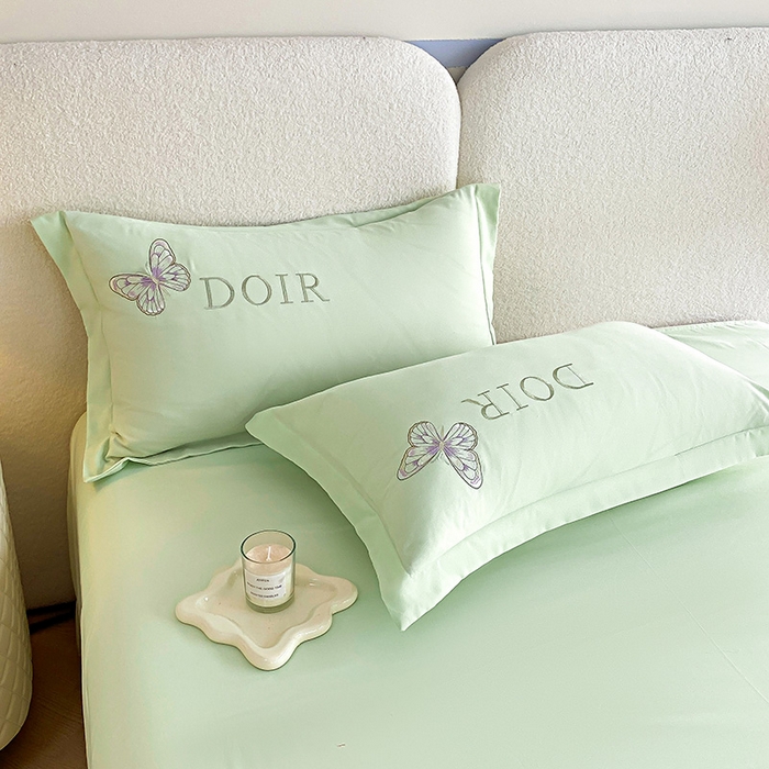 91家纺网 家纺一手货源 找家纺 大麦乐田 2025新款糯小棉立体绣花吊边四件套-蝶梦花语 蝶梦花语 浅绿