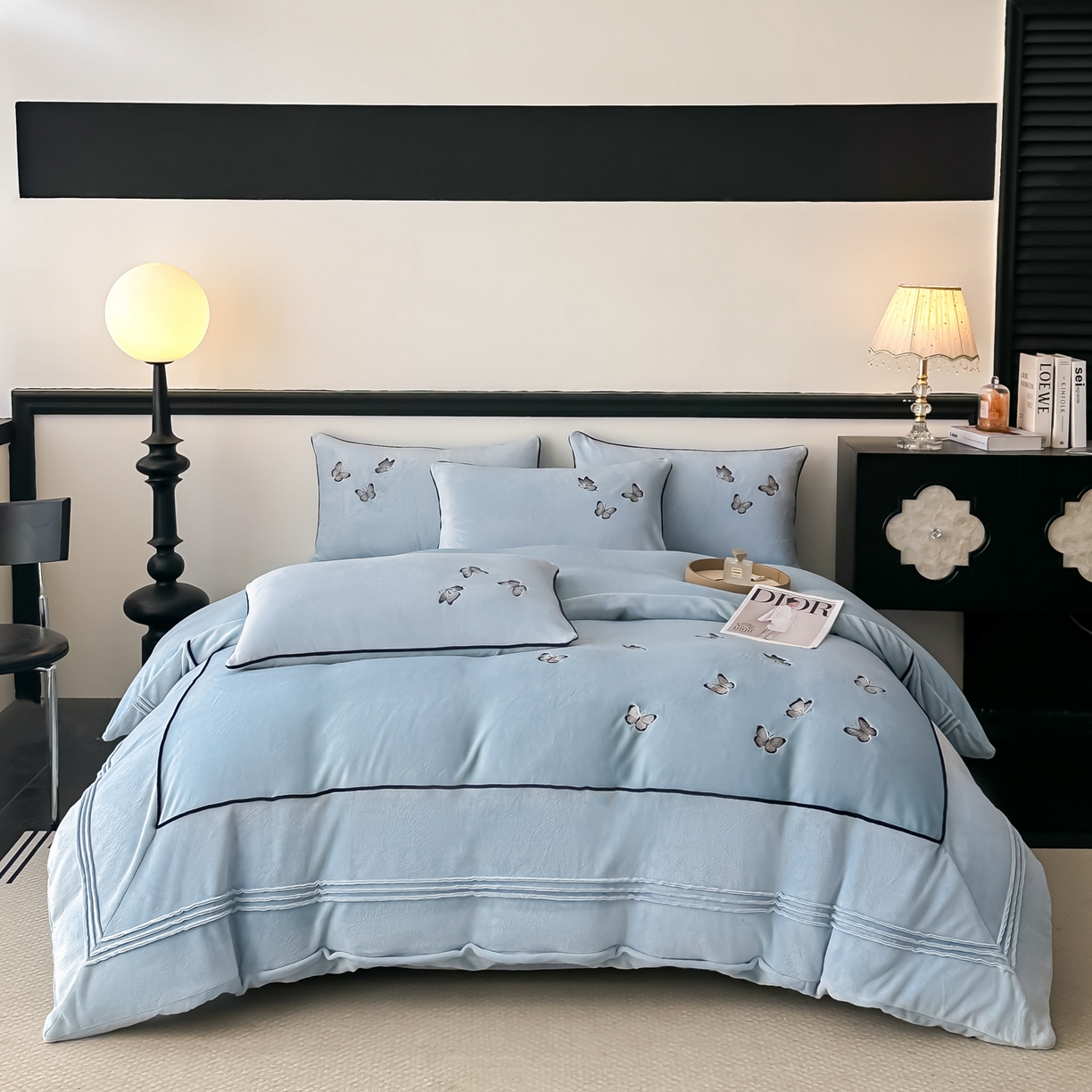 91家纺网 家纺一手货源 找家纺 凯美家居 2025新款牛奶绒重工刺绣特种工艺四件套-可露丽 可露丽-蓝