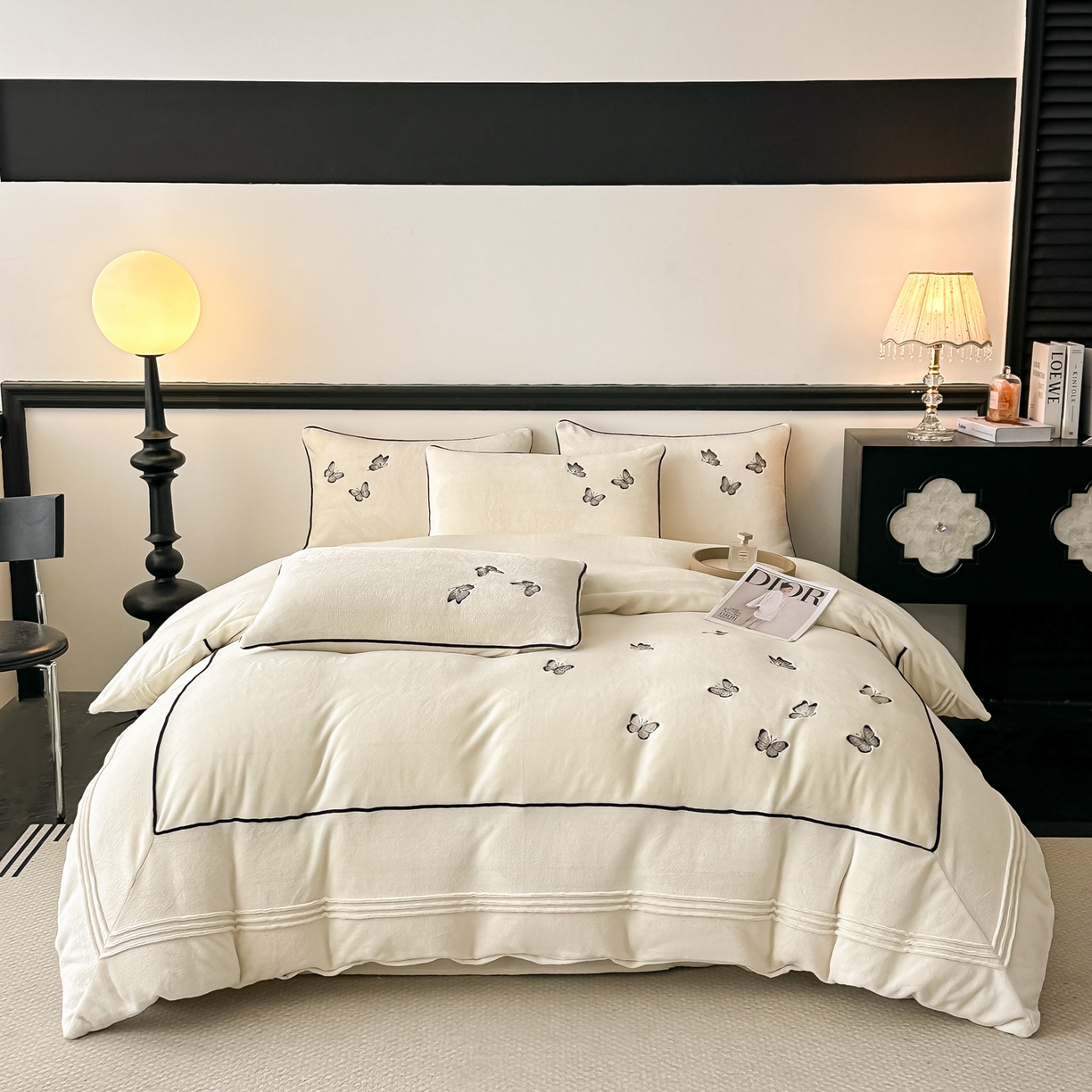 凯美家居 2025新款牛奶绒重工刺绣特种工艺四件套-可露丽 可露丽-奶白