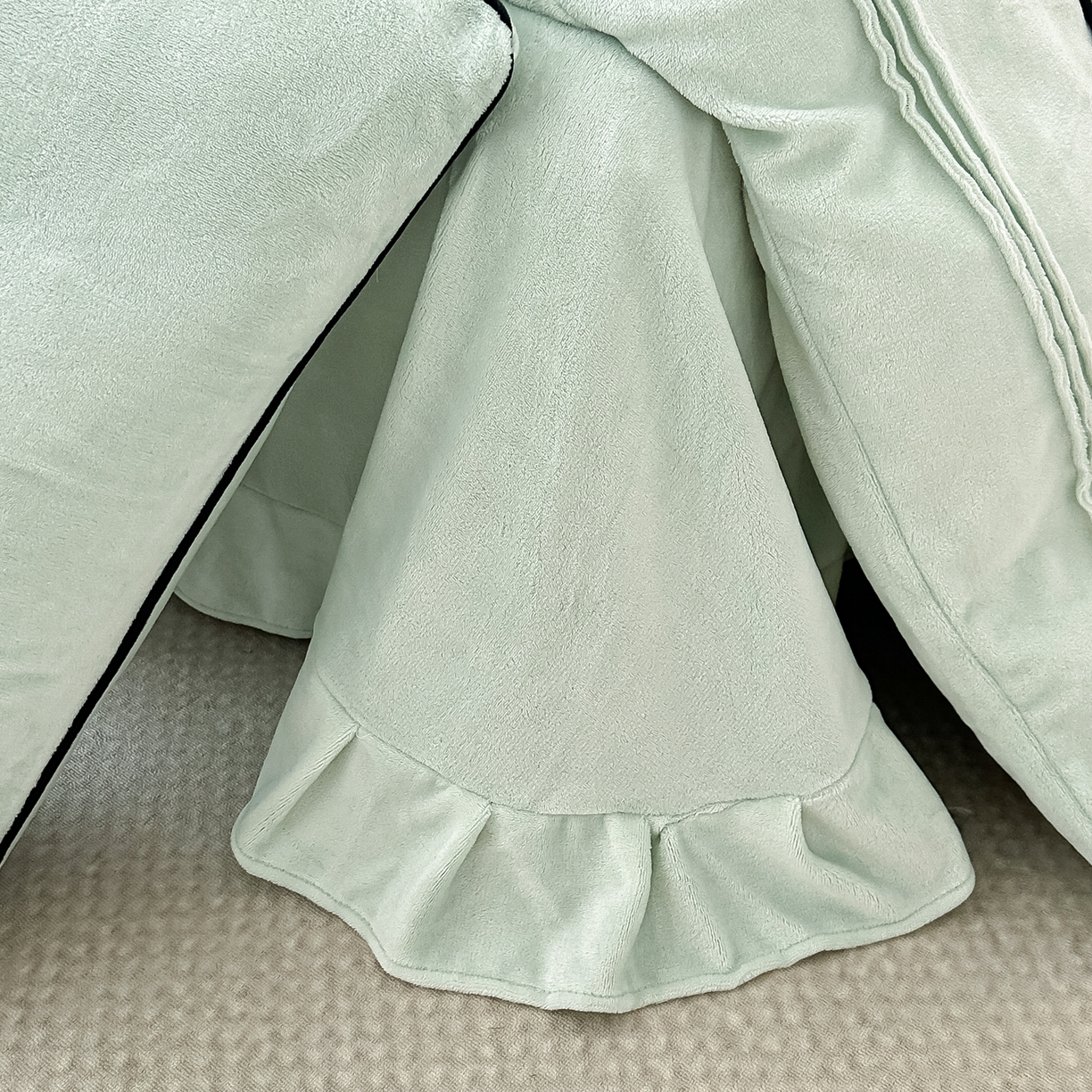 91家纺网 家纺一手货源 找家纺 凯美家居 2025新款牛奶绒重工刺绣特种工艺四件套-可露丽 可露丽-浅绿