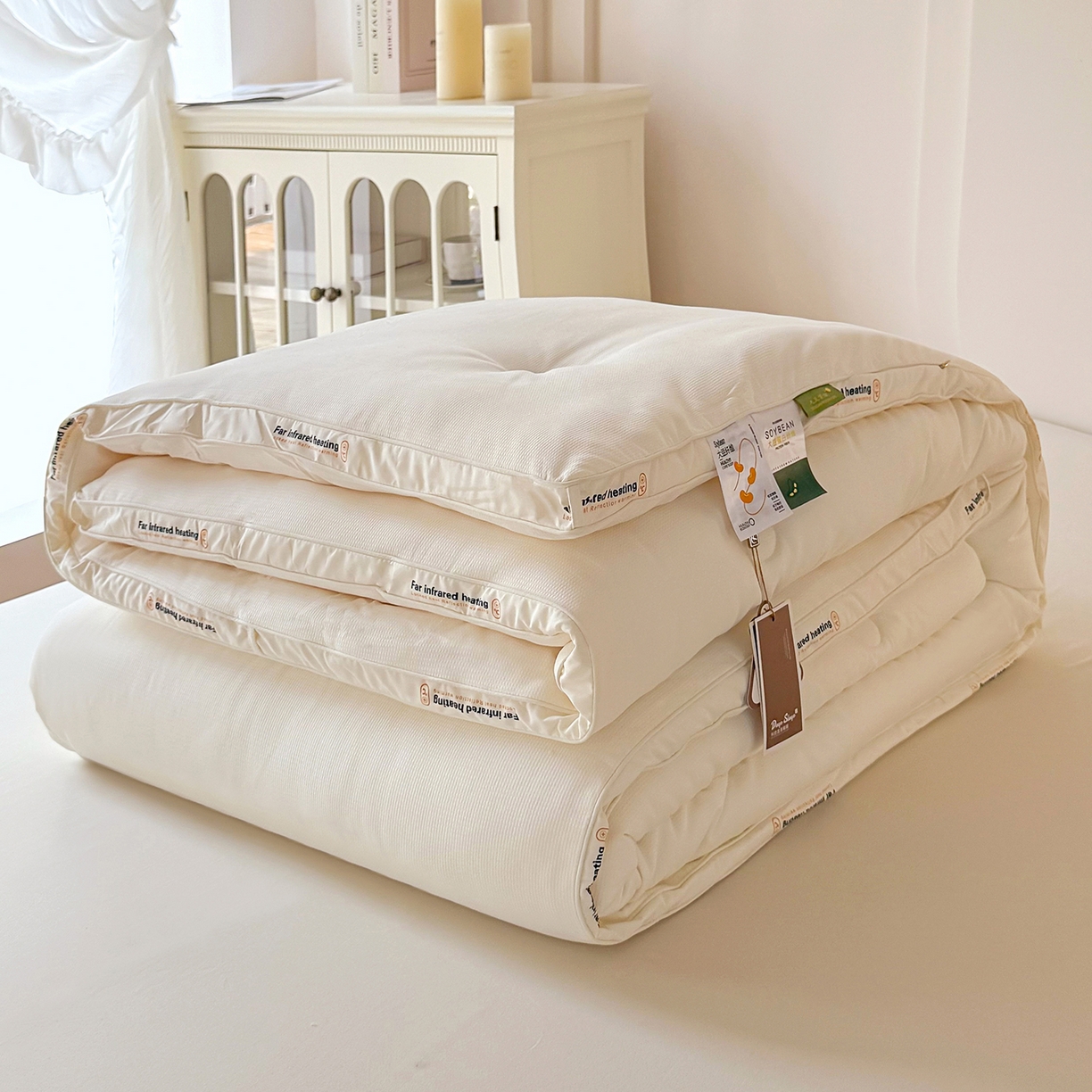 91家纺网 家纺一手货源 找家纺 （总）栩裕纺织 2025新款小米格字母边提花大豆被透气被子被芯