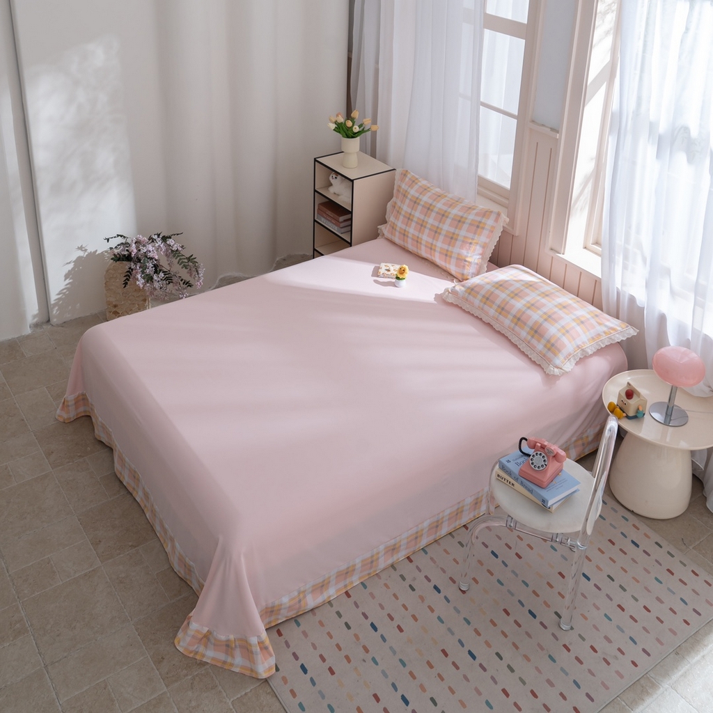 91家纺网 家纺一手货源 找家纺 （总）玖琳家纺 2025新款云朵水洗棉皱皱纱精致花边款四件套