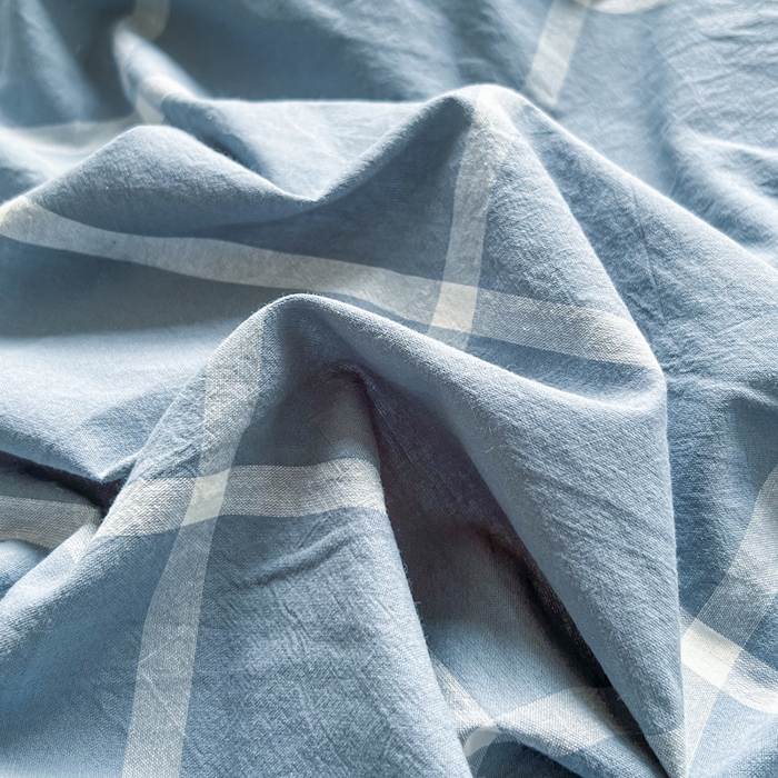 91家纺网 家纺一手货源 找家纺 柠萌家居 2025新款无印良品风双拼全棉色织水洗棉加牛奶绒四件套简约全棉拼牛奶绒四件套 提供买家秀 棉+绒-海蓝大格