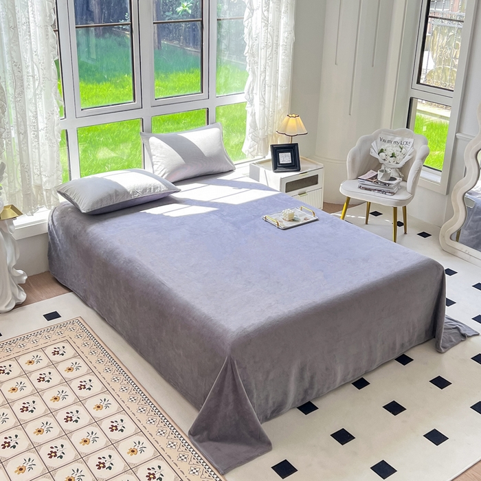 91家纺网 家纺一手货源 找家纺 柠萌家居 2025新款无印良品风双拼全棉色织水洗棉加牛奶绒四件套简约全棉拼牛奶绒四件套 提供买家秀 棉+绒-灰极细条