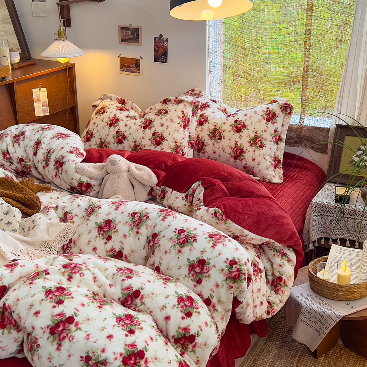 91家纺网 家纺一手货源 找家纺 （总）默忆 2025新款牛奶绒床盖款四件套-花妖