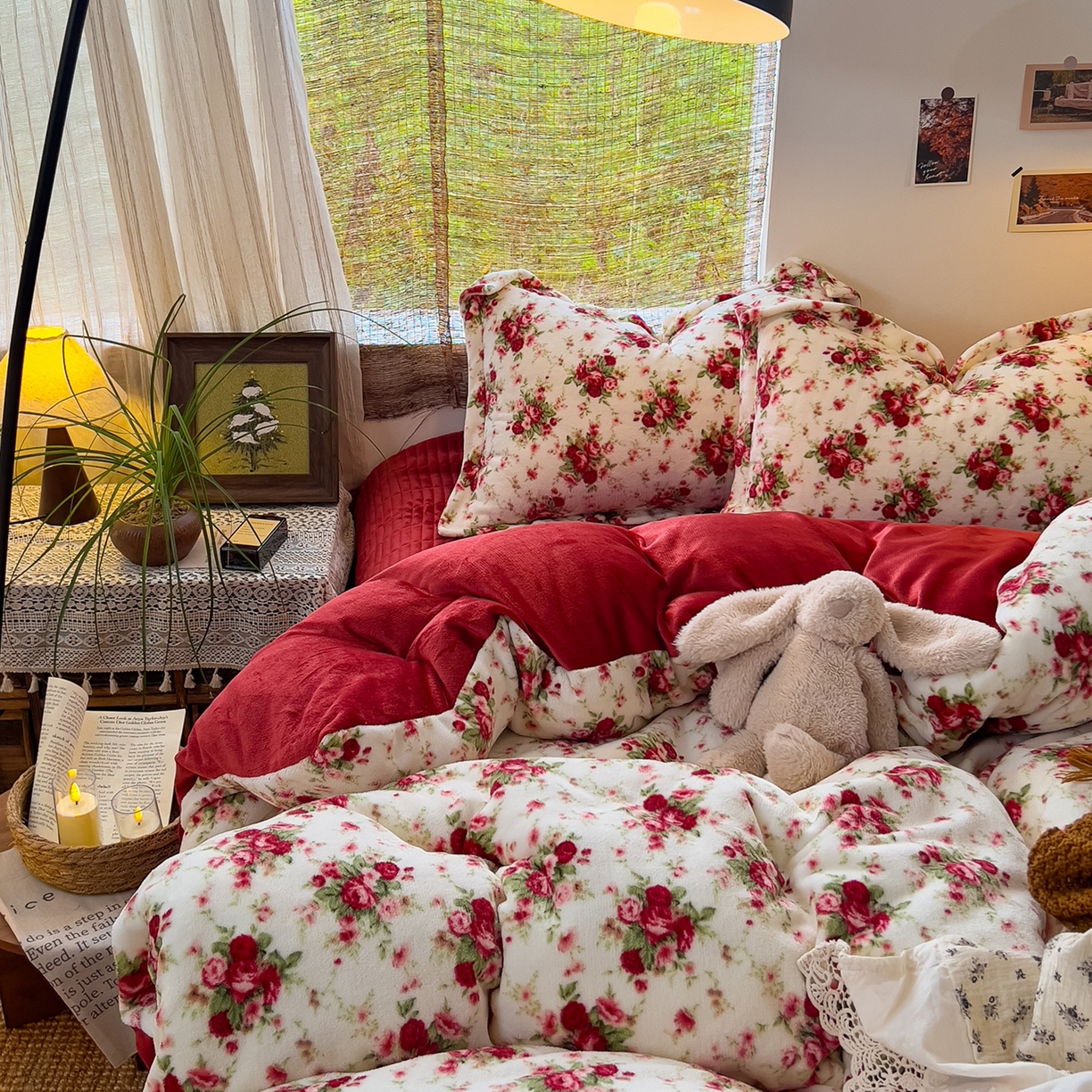 91家纺网 家纺一手货源 找家纺 （总）默忆 2025新款牛奶绒床盖款四件套-花妖